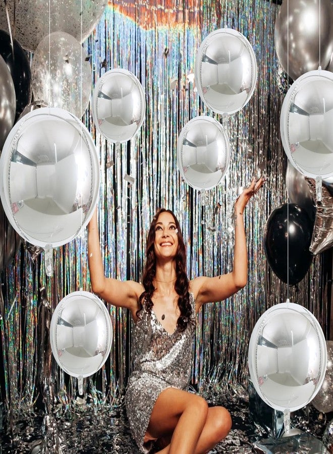 TONIFUL 16Pcs Large Silver 4D Giant Round Foil Balloon 4D Mirror Metallic Mylar Sephere Balloons for Christmas New Year Birthday Party Graduation Wedding Baby Shower Decoration Supplies(Mix Sizes) - Image 5